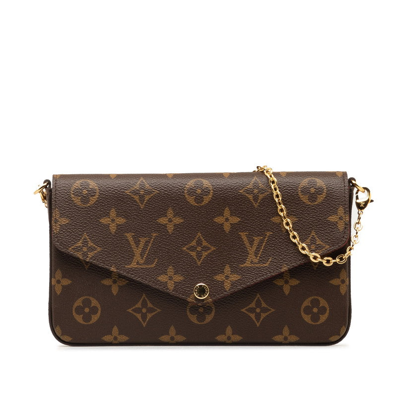 Louis Vuitton Monogram Pochette Felicie Chain Shoulder Bag M81896 Brown PVC Leather in Great Condition