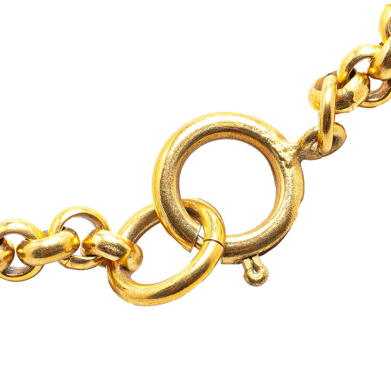 Chanel Vintage Coco Mark Clover Necklace Gold Plated