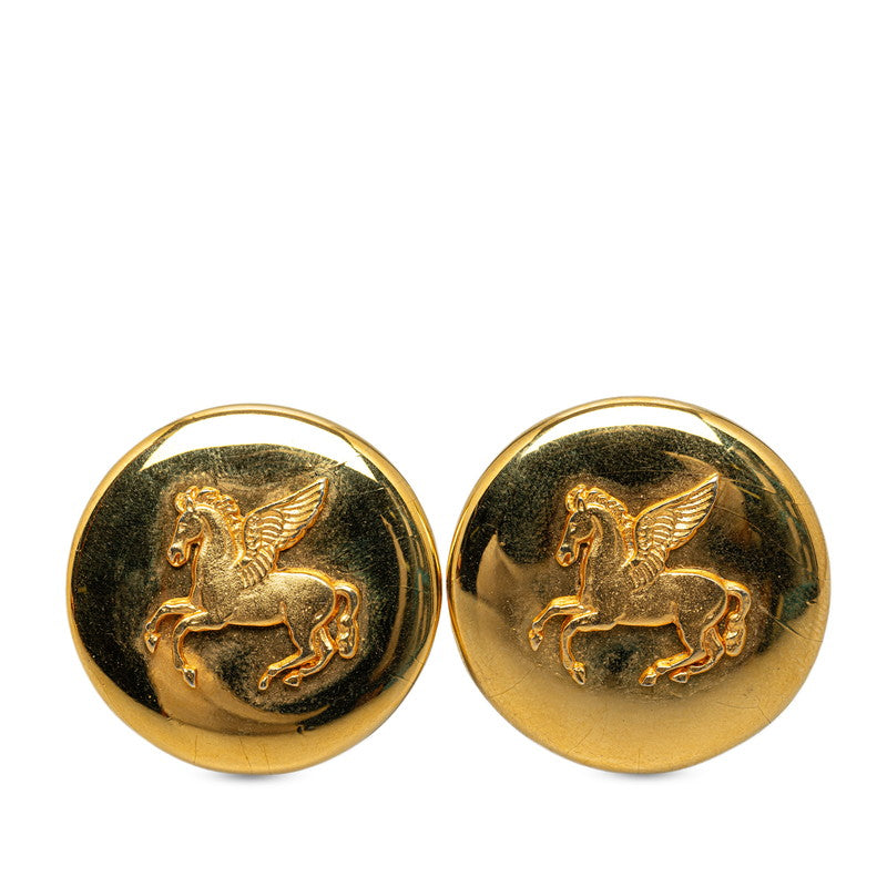 Hermes Pegasus Gold Plated Earrings in Very Good Condition