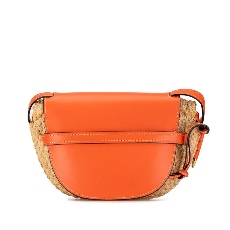 Loewe Anagram Gate Raffia Leather Shoulder Bag