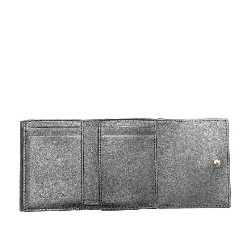 Dior Leather Cannage Tri-fold Wallet Black