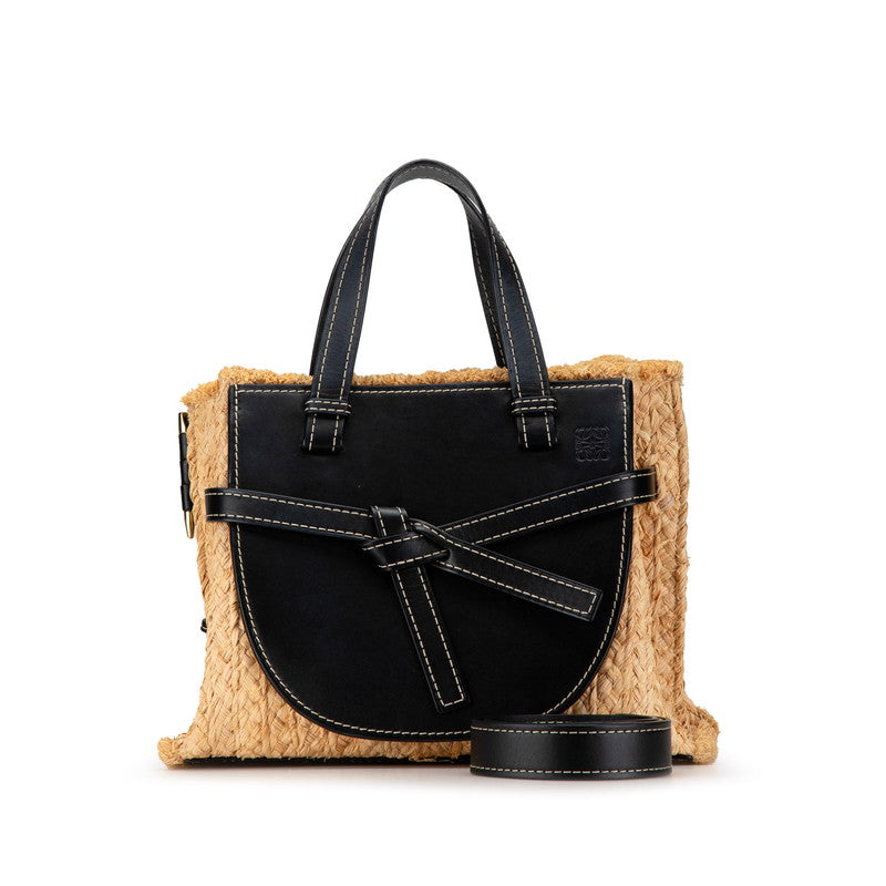 Loewe Anagram Gate Raffia Leather Handbag