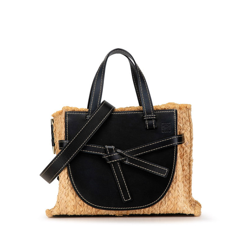 Loewe Anagram Gate Raffia Leather Handbag