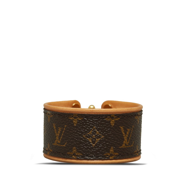 Louis Vuitton Monogram Save It Bangle Bracelet Leather PVC M6611E in Very Good Condition