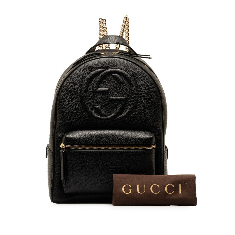 Gucci Leather Interlocking G Soho Chain Backpack 536192 in Great Condition