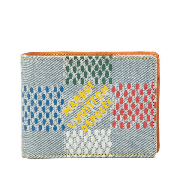 Louis Vuitton Portefeuille Multiple Damier Denim Leather Wallet