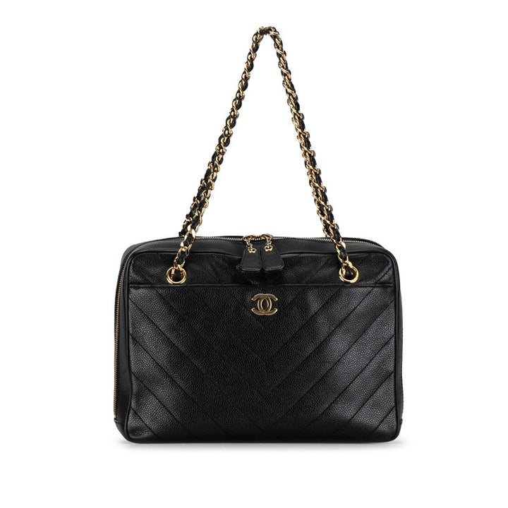 Chanel Caviar Skin Double Flap Chain Shoulder Bag