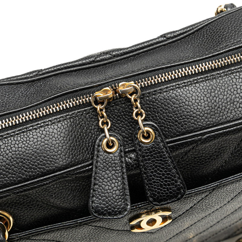 Chanel Caviar Skin Double Flap Chain Shoulder Bag