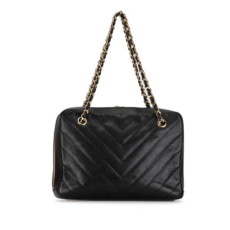 Chanel Caviar Skin Double Flap Chain Shoulder Bag