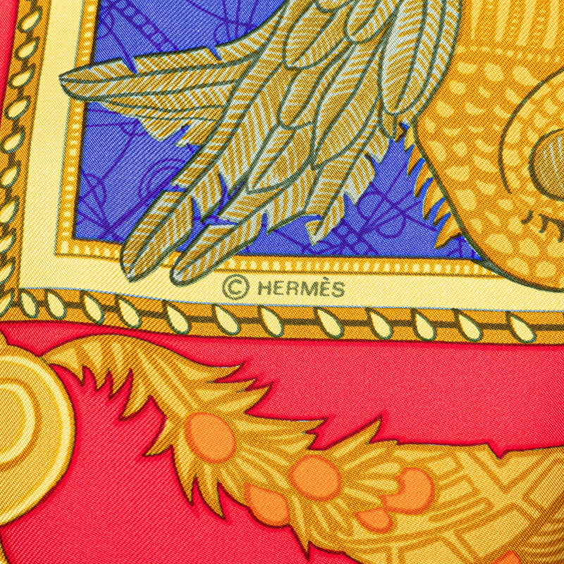 Hermes Silk Scarf Carré 90 Navy Gold