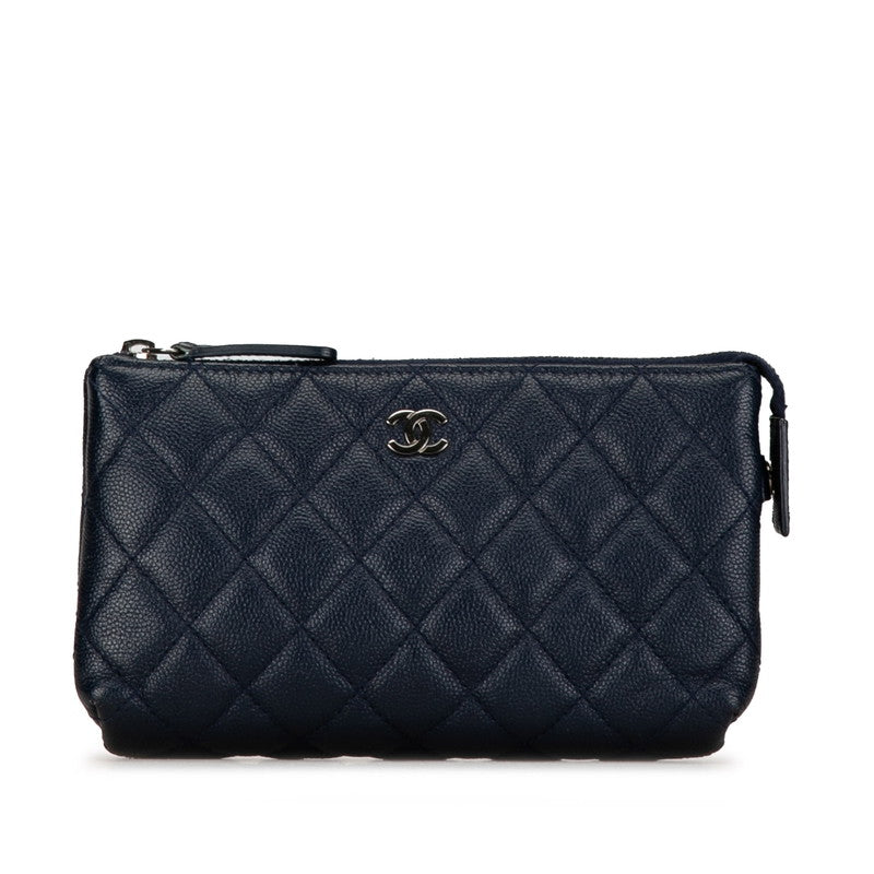 Chanel Quilted Caviar Makeup Pouch Leather Vanity Bag in Good condition