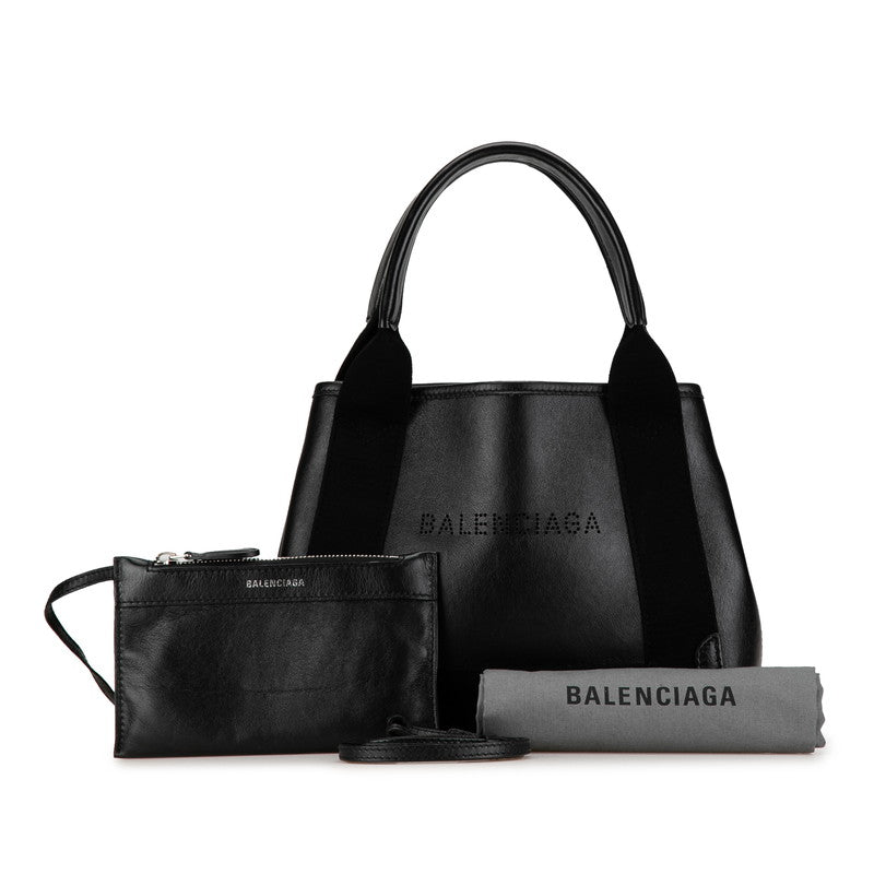 Balenciaga Leather Navy Cabas S Tote Leather Handbag 390346 in Good condition