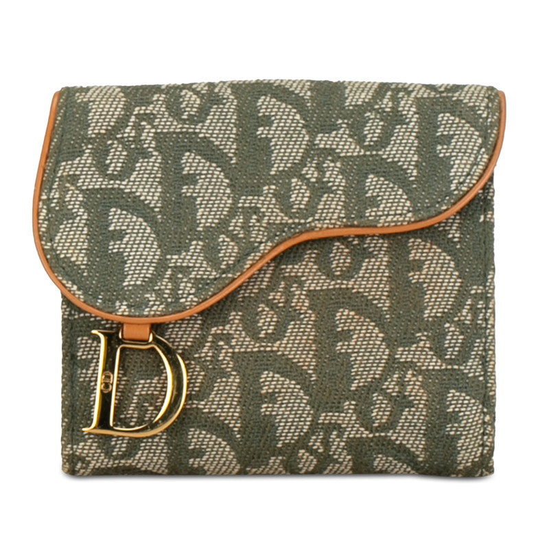 Dior Oblique Canvas Saddle Bifold Wallet Canvas Short Wallet in Good condition