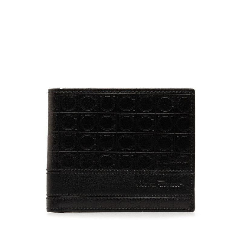 Salvatore Ferragamo Gancini Leather Bifold Wallet  Leather Short Wallet in Good condition