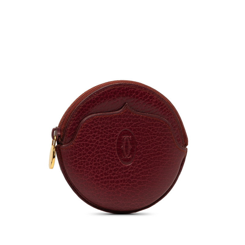 Cartier Round Zip Coin Wallet Coin Case Leather in
