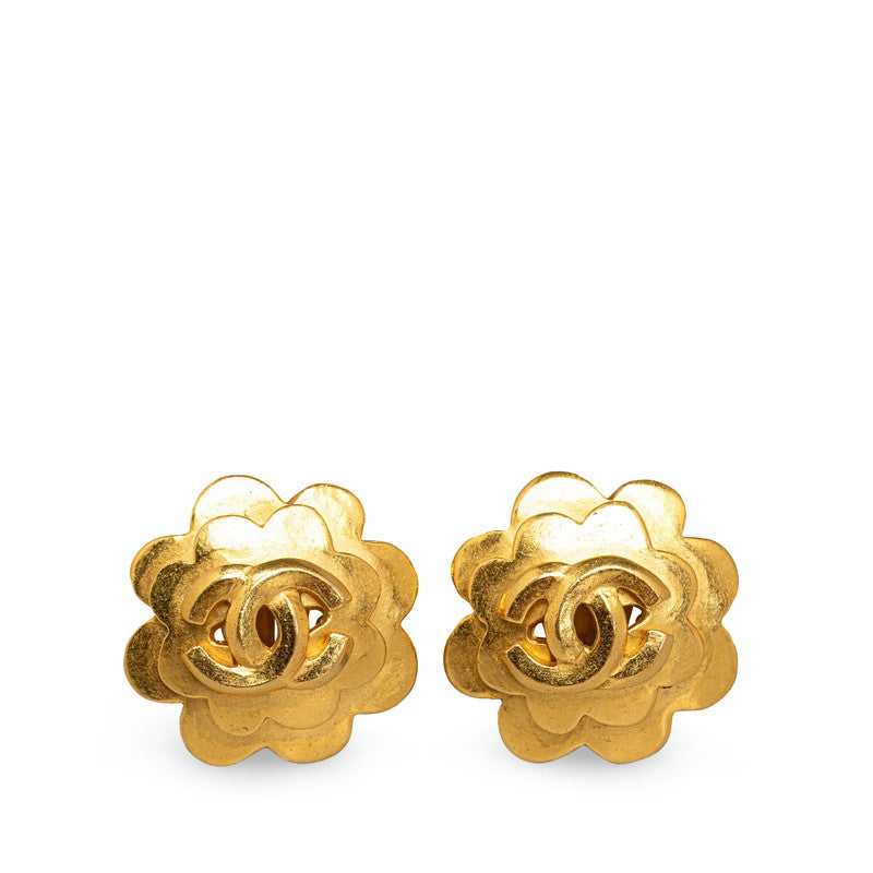 Chanel CC Flower Clip On Earrings Metal Earrings in Good condition