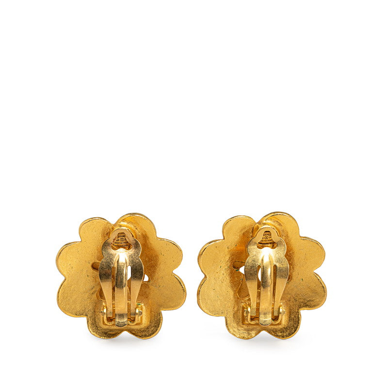 Chanel CC Flower Clip On Earrings Metal Earrings in Good condition