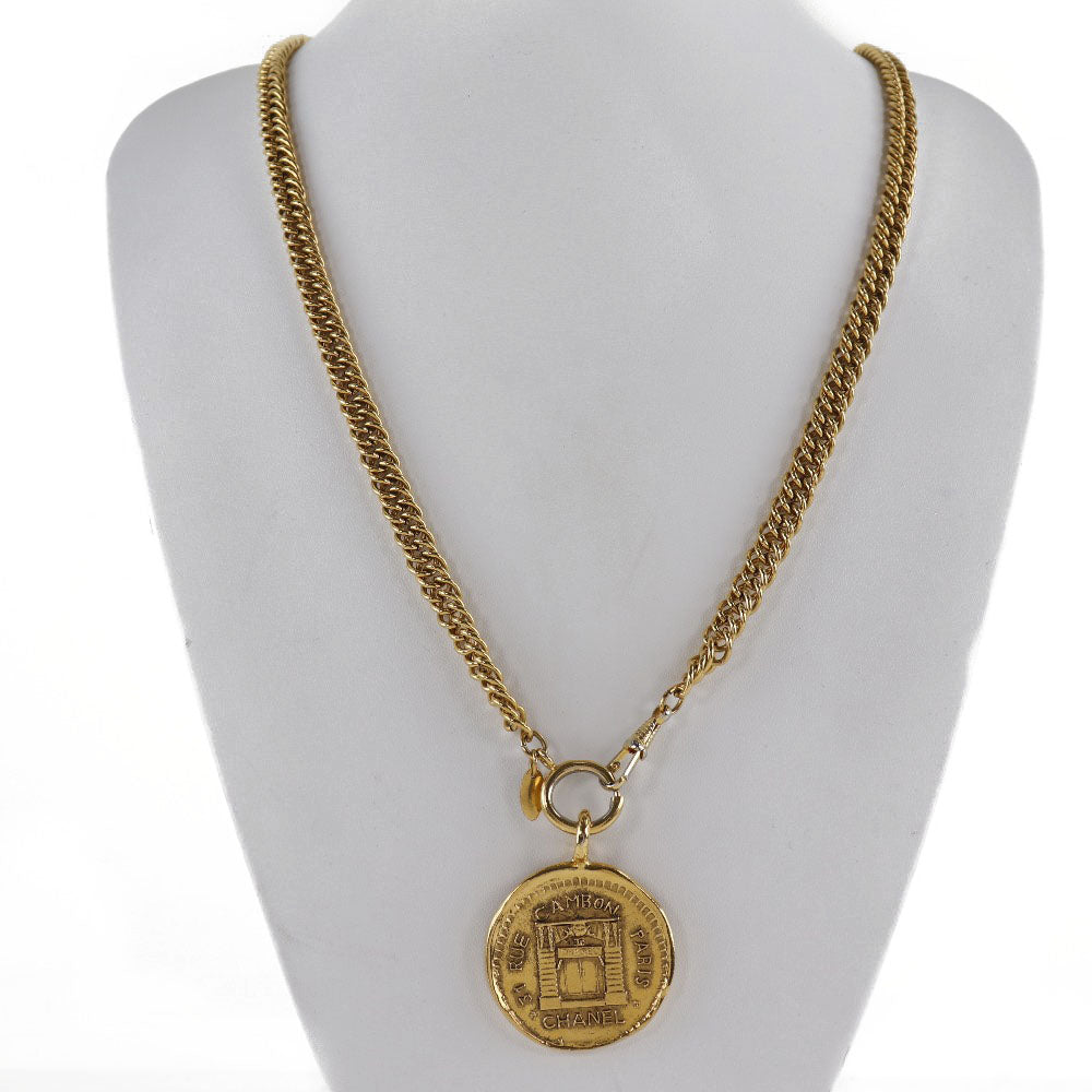 Chanel Rue Cambon Medallion Pendant Necklace Metal Necklace in Very Good Condition