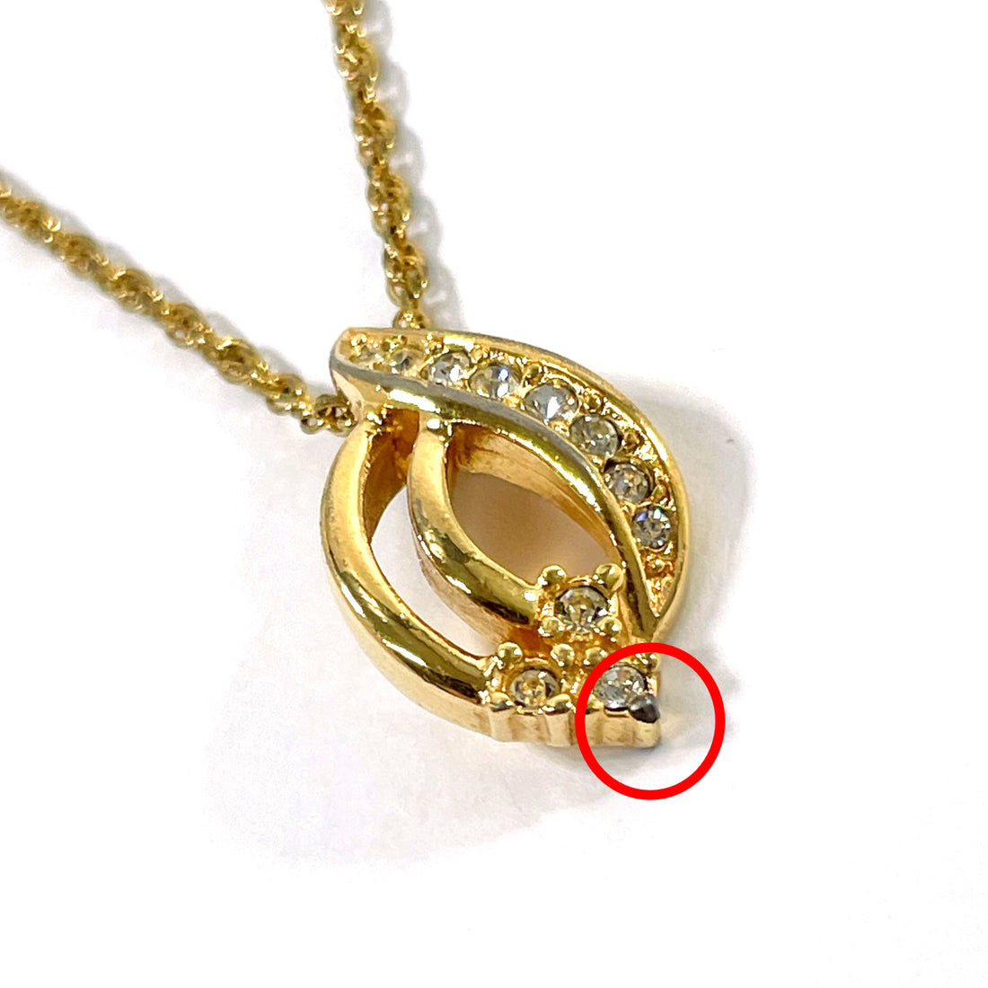 Dior Necklace GP Rhinestone Gold