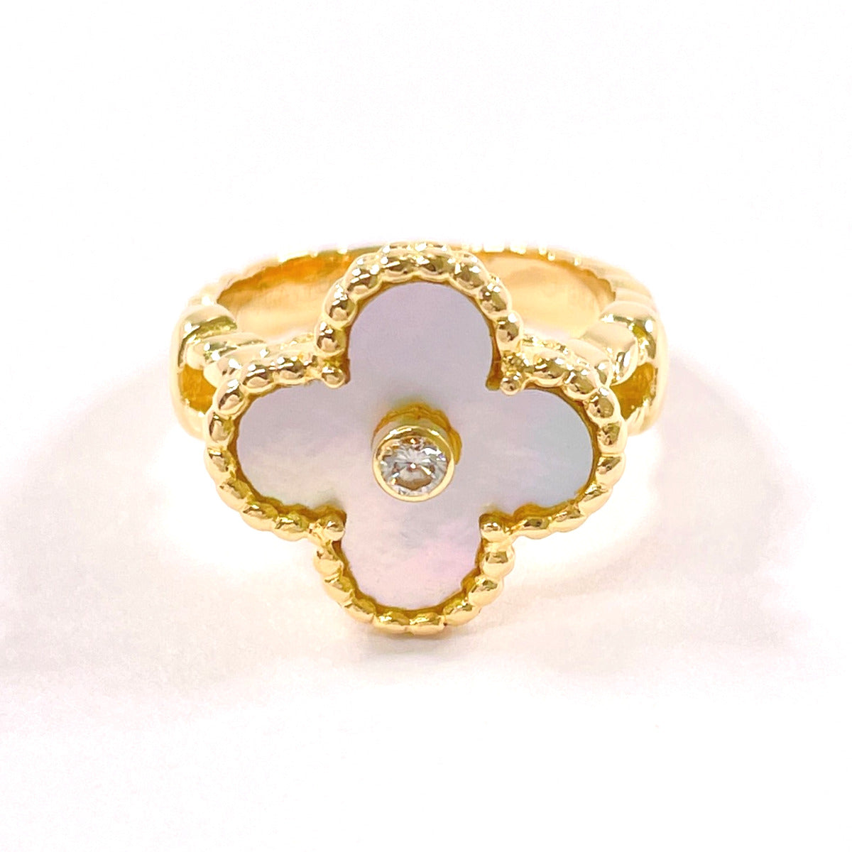 Van Cleef & Arpels Vintage Alhambra Ring K18 Gold Diamond