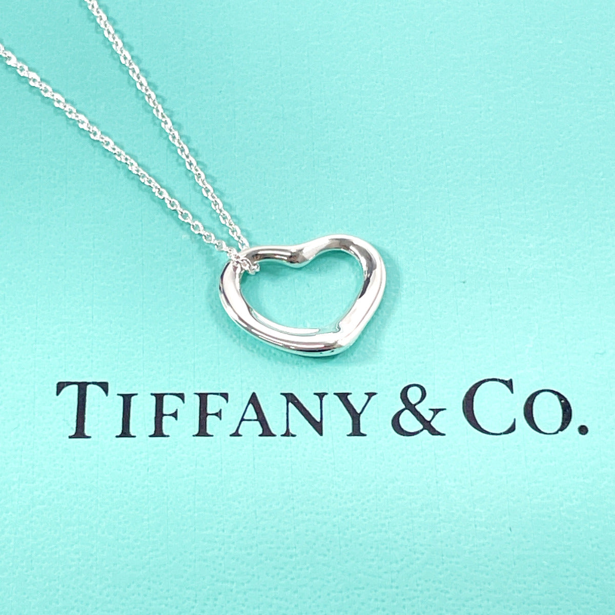 Tiffany & Co Open Heart Elsa Peretti Necklace Silver 925