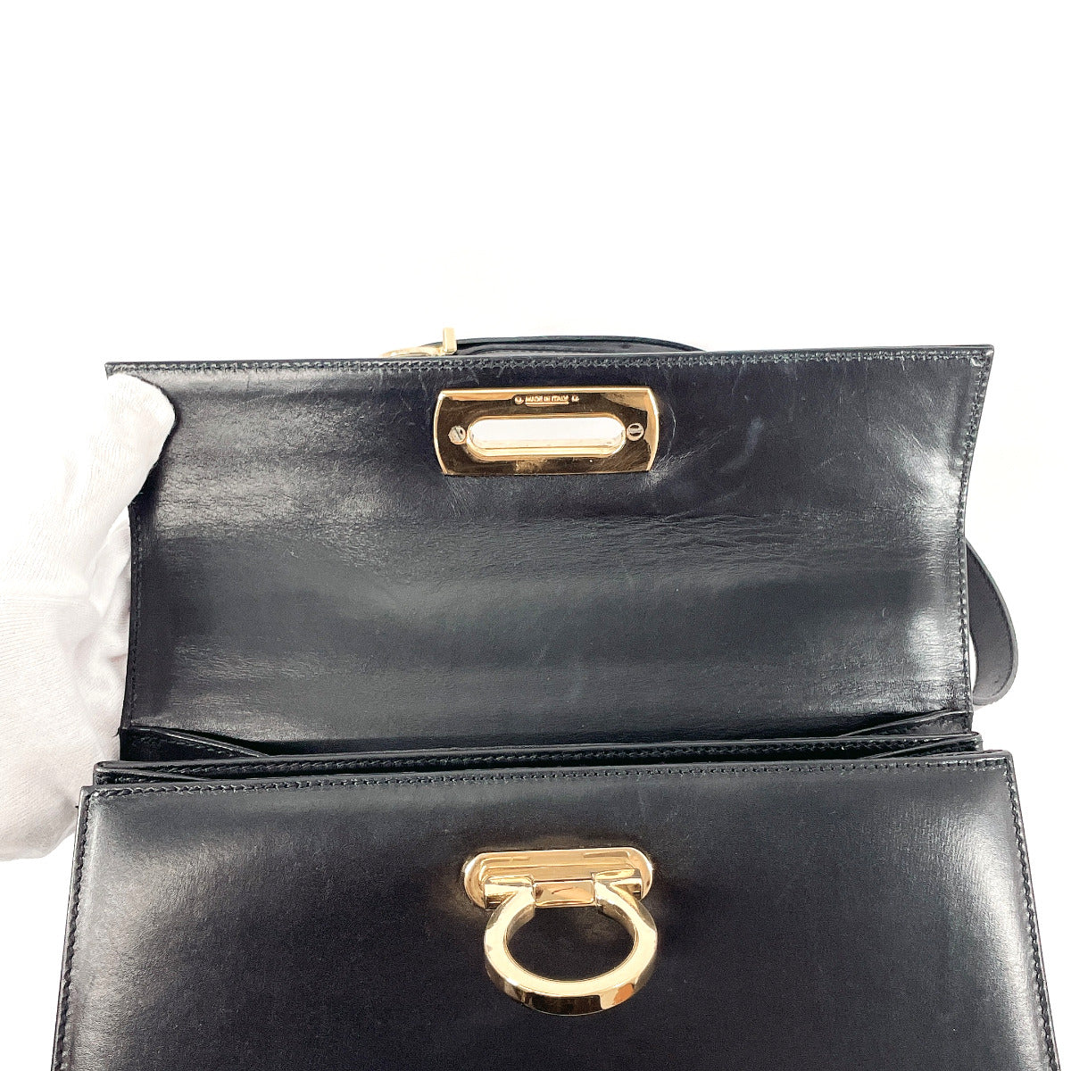 Salvatore Ferragamo Gancini 2WAY Leather Handbag