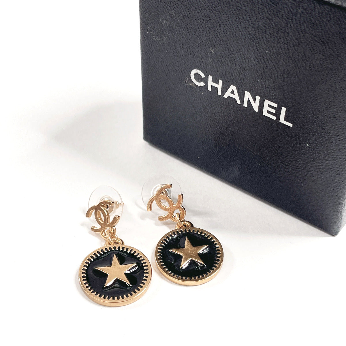 Chanel Coco Mark Star Swing Earrings Metal Resin