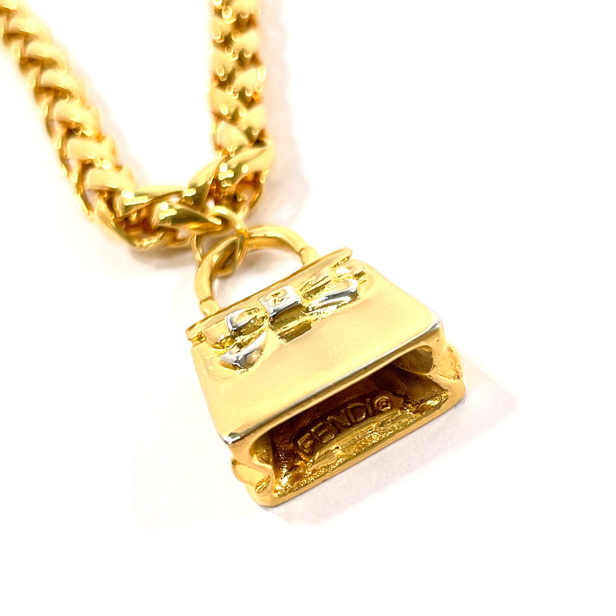 Fendi Gold Bag Charm Necklace