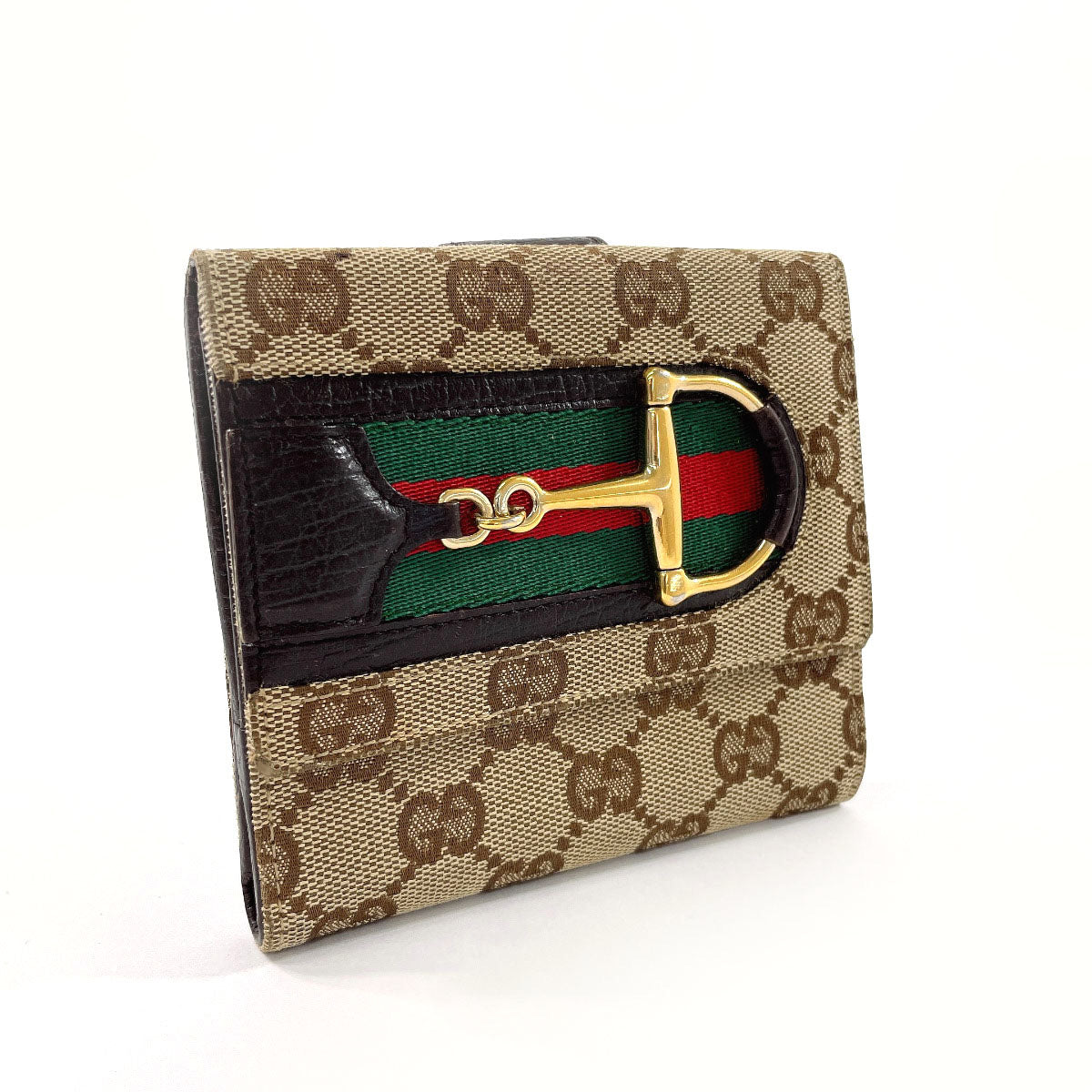 Gucci Horsebit GG Canvas Bifold Wallet Brown