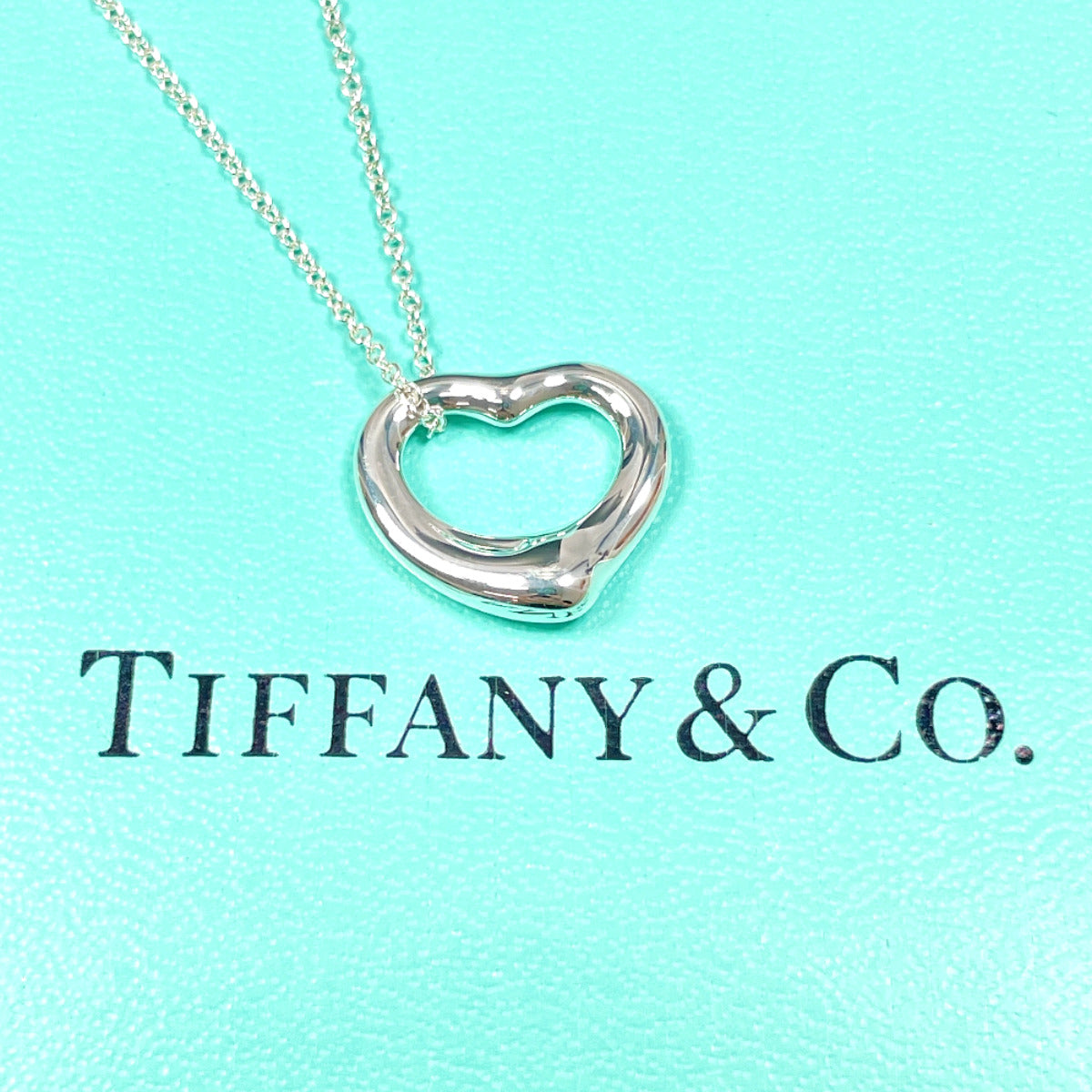 Tiffany & Co Open Heart Elsa Peretti Necklace Silver 925