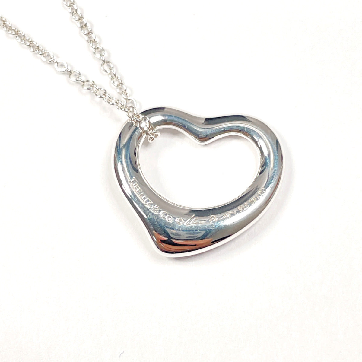 Tiffany & Co Open Heart Elsa Peretti Necklace Silver 925