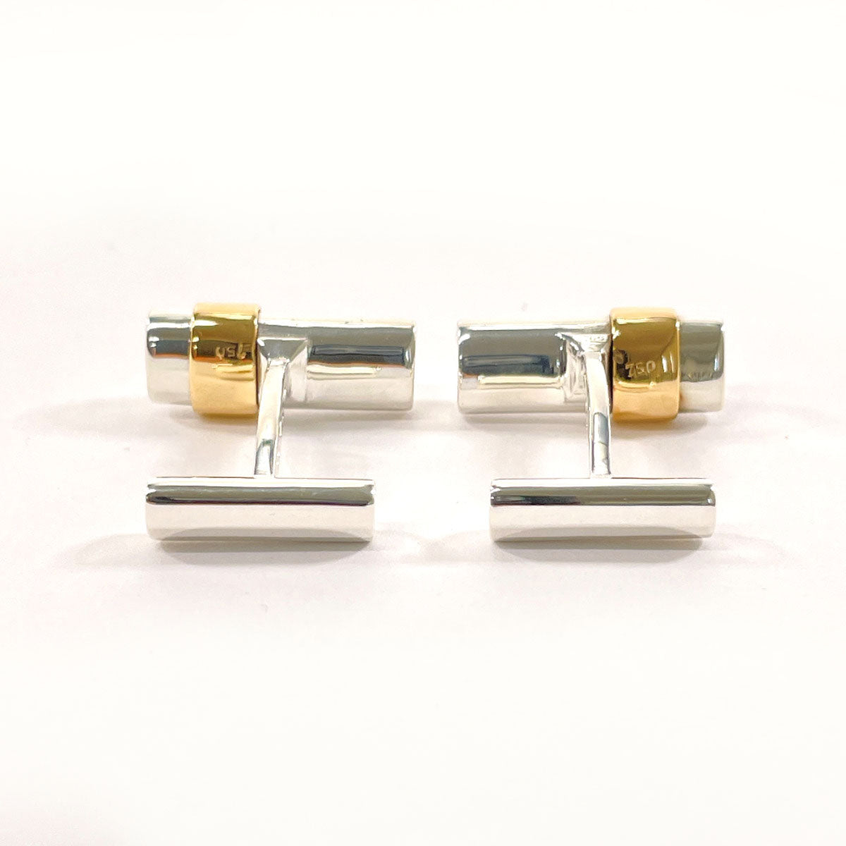 Hermes Silver K18 Gold Cufflinks