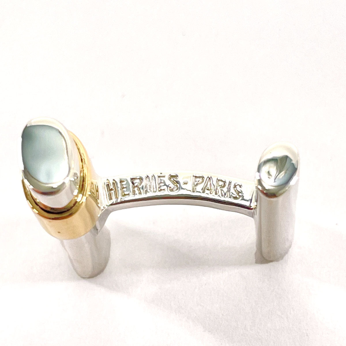 Hermes Silver K18 Gold Cufflinks