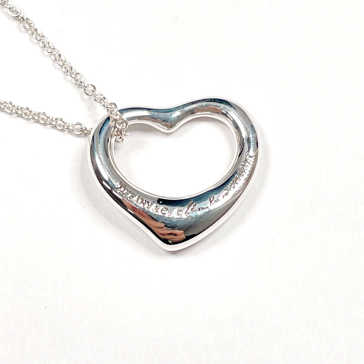 Tiffany & Co Open Heart Elsa Peretti Necklace Silver 925