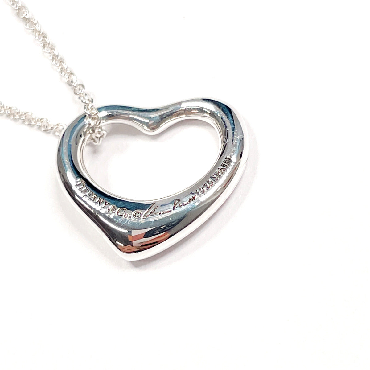 Tiffany & Co Open Heart Elsa Peretti Necklace Silver 925