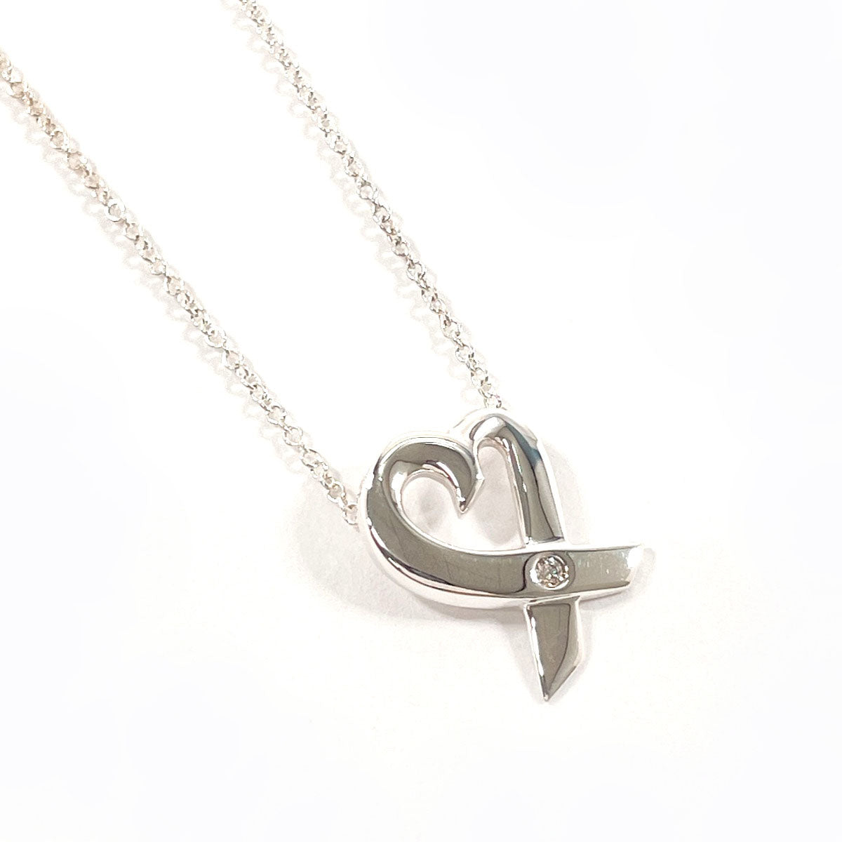 Tiffany & Co Loving Heart Diamond Necklace Silver