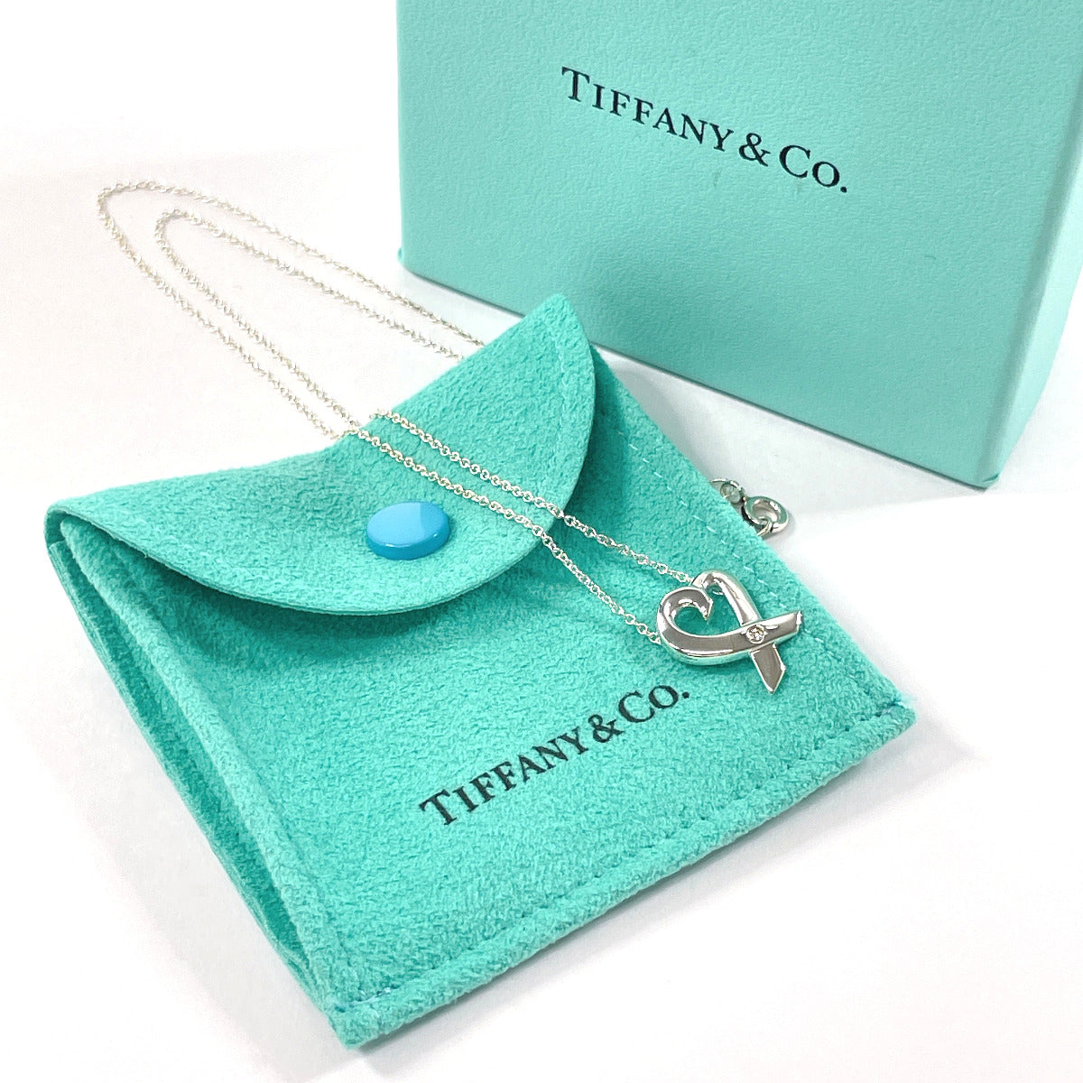 Tiffany & Co Loving Heart Diamond Necklace Silver