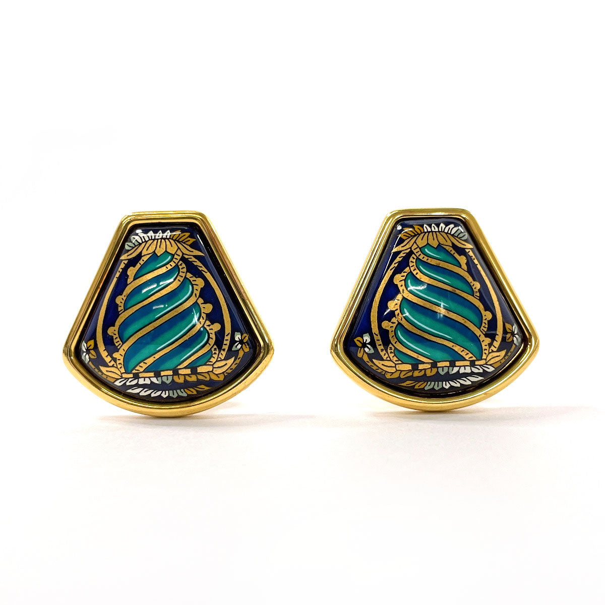 Hermes Enamel Metal Clip Earrings