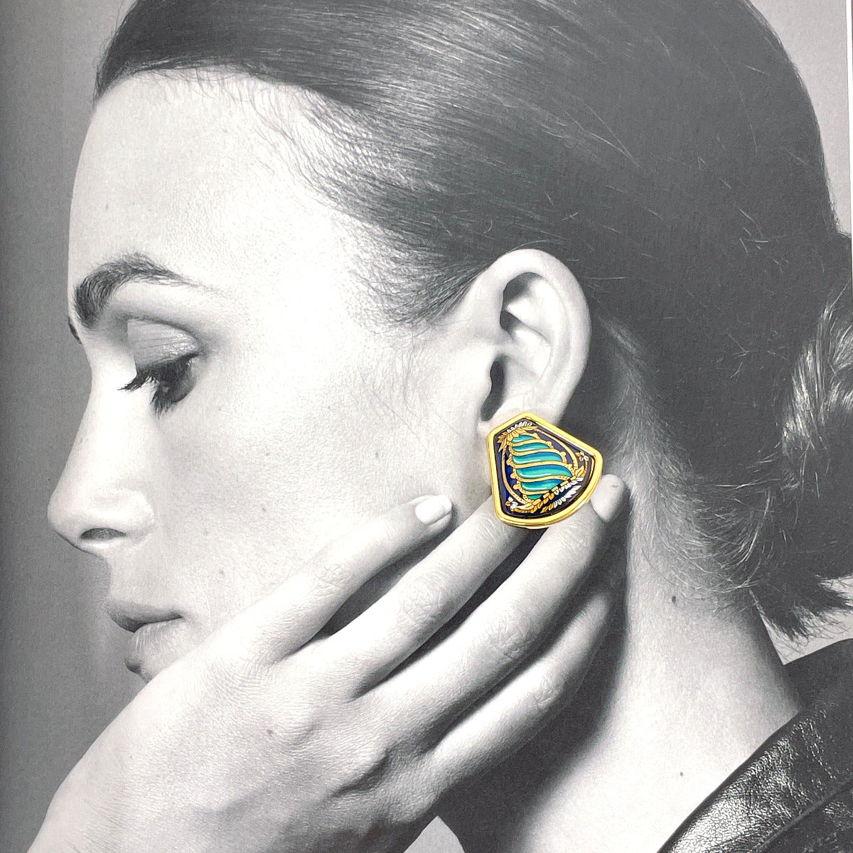 Hermes Enamel Metal Clip Earrings