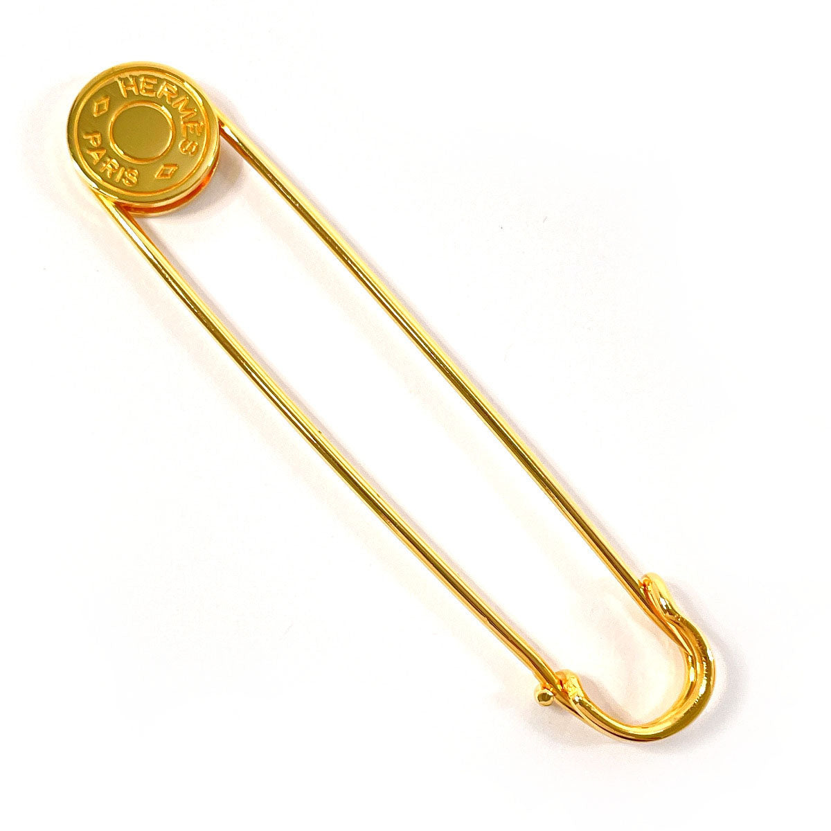 Hermes Metal Sellier Pin Brooch Gold