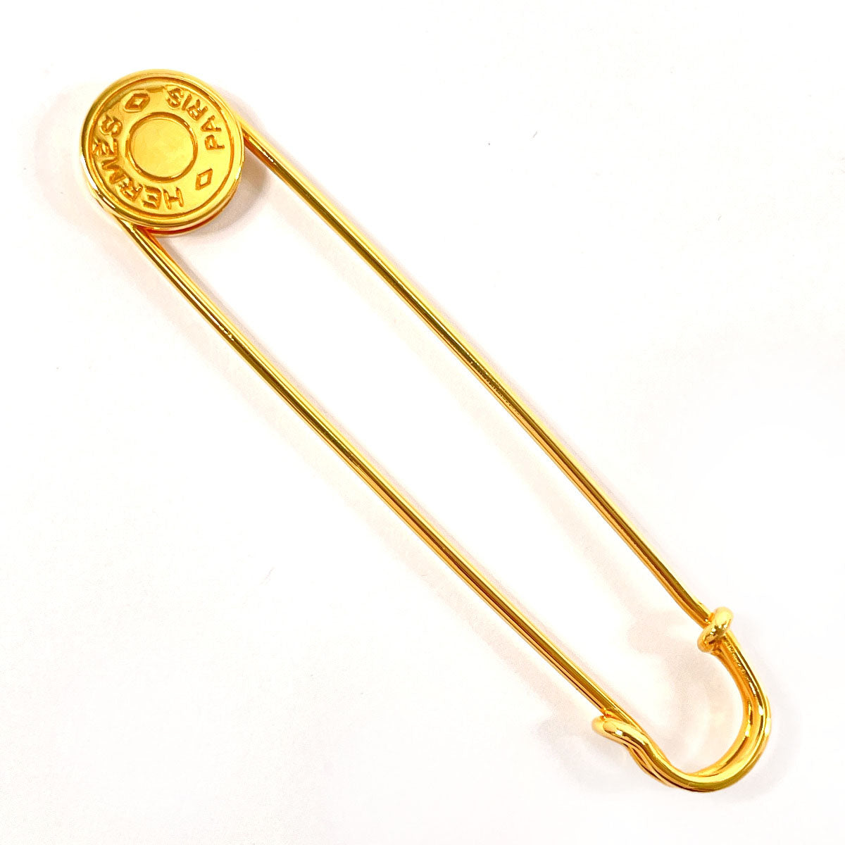 Hermes Metal Sellier Pin Brooch Gold