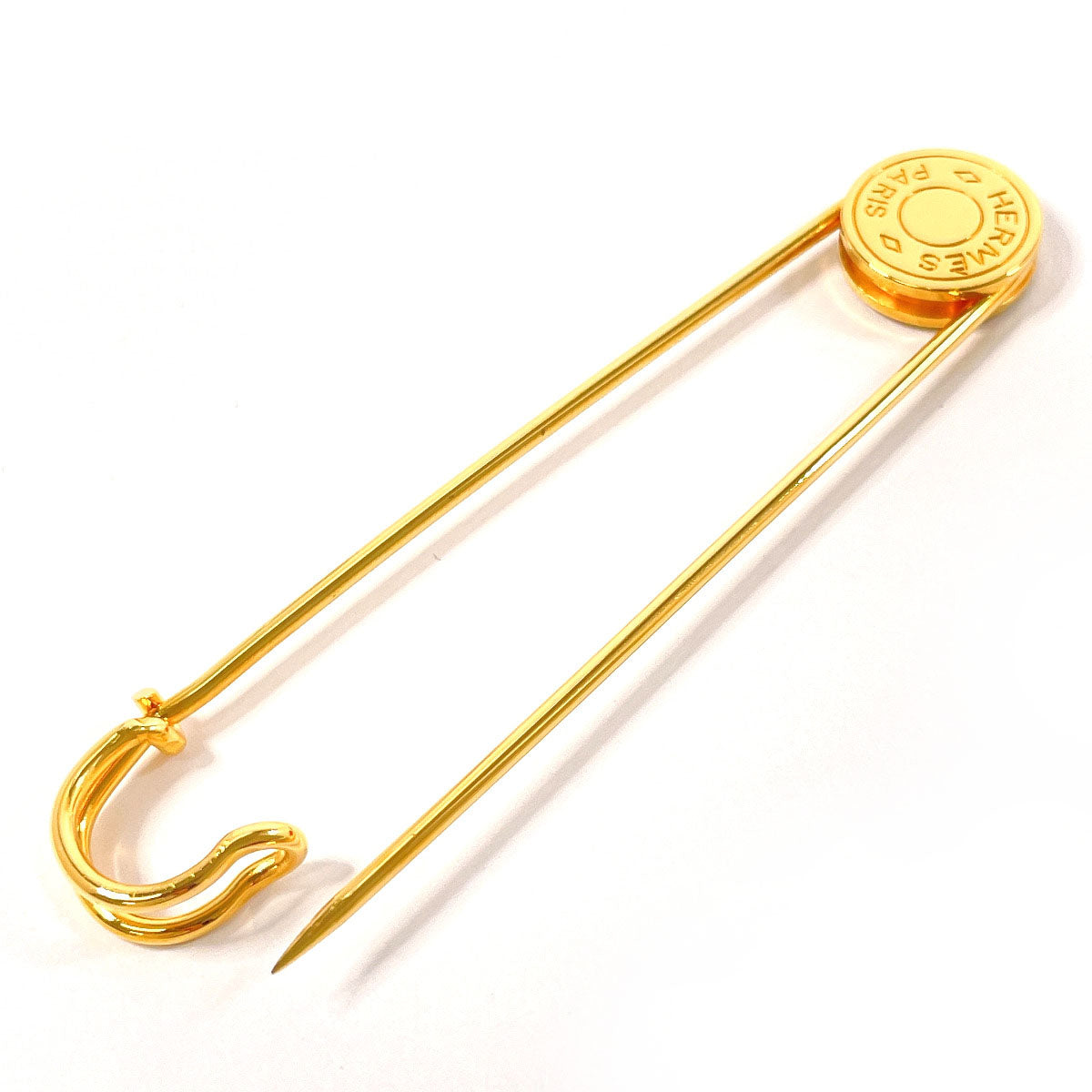 Hermes Metal Sellier Pin Brooch Gold