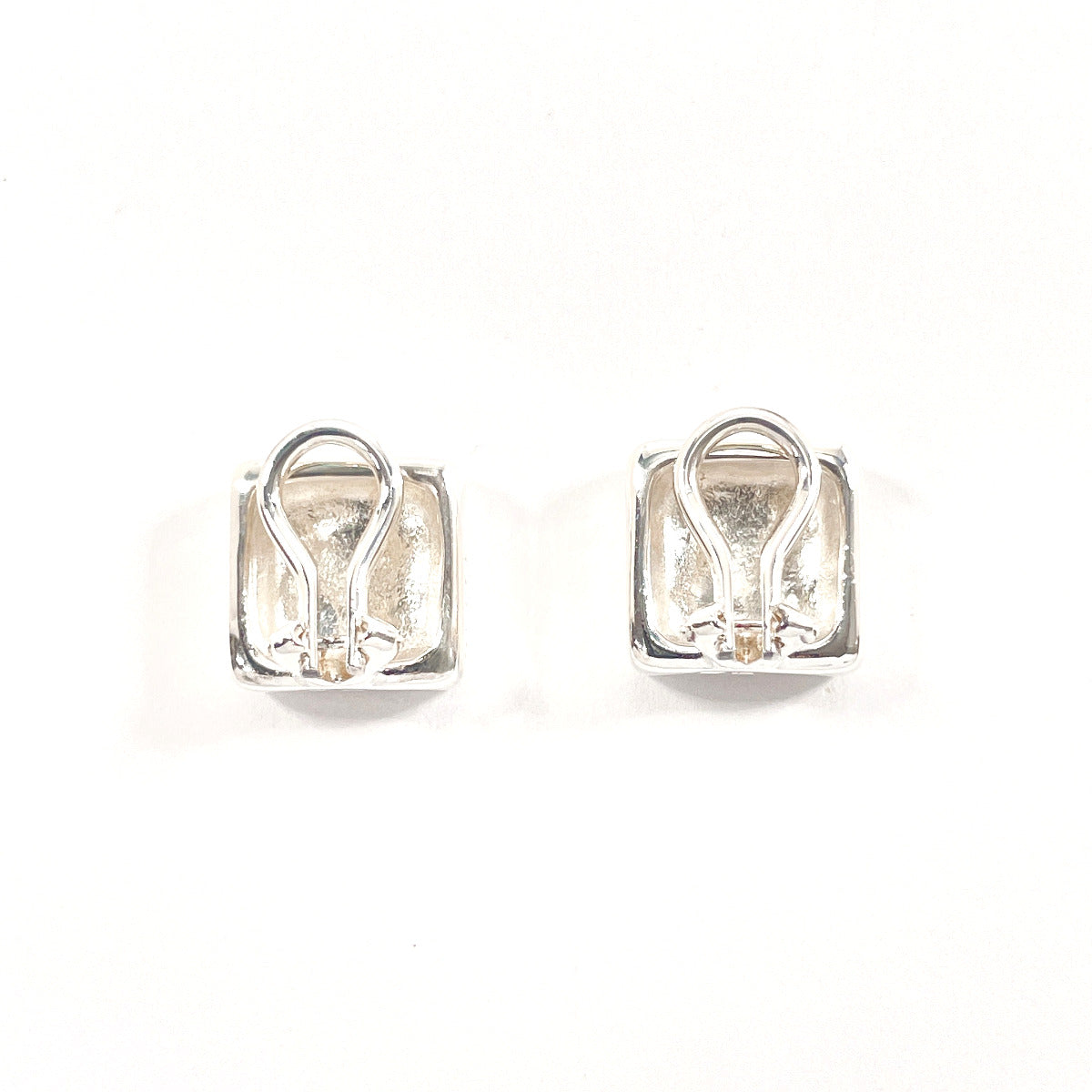 Chanel Silver Clover Square Earrings