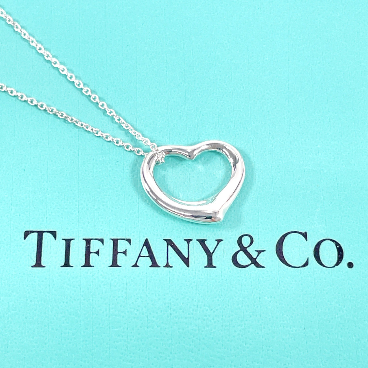 Tiffany & Co Open Heart Elsa Peretti Necklace Silver 925