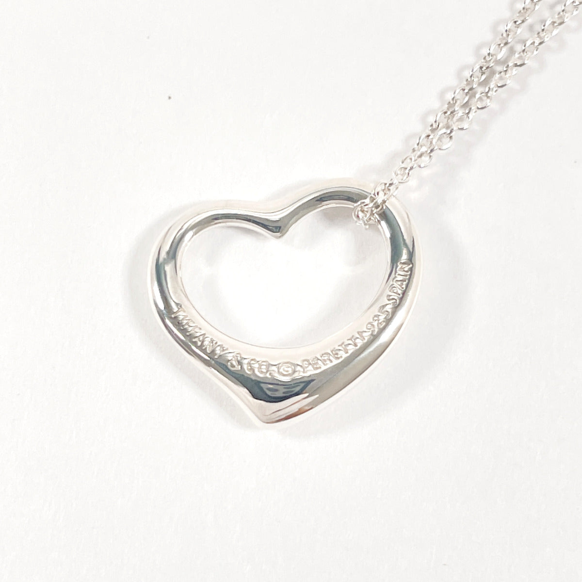 Tiffany & Co Open Heart Elsa Peretti Necklace Silver 925