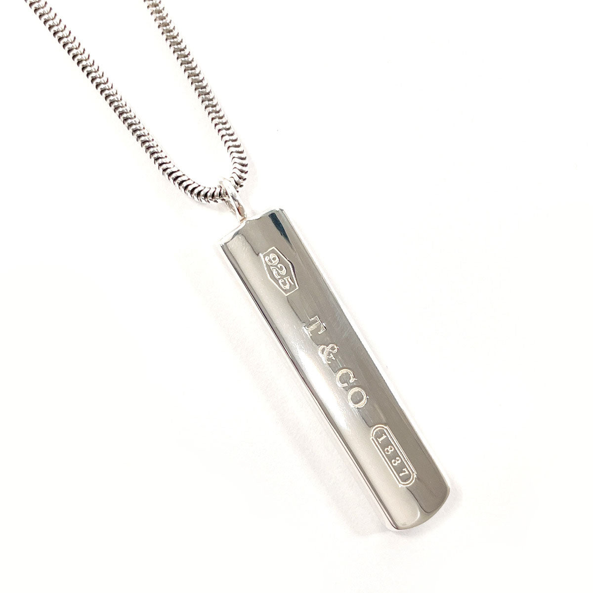 Tiffany & Co Silver 1837 Bar Pendant Necklace