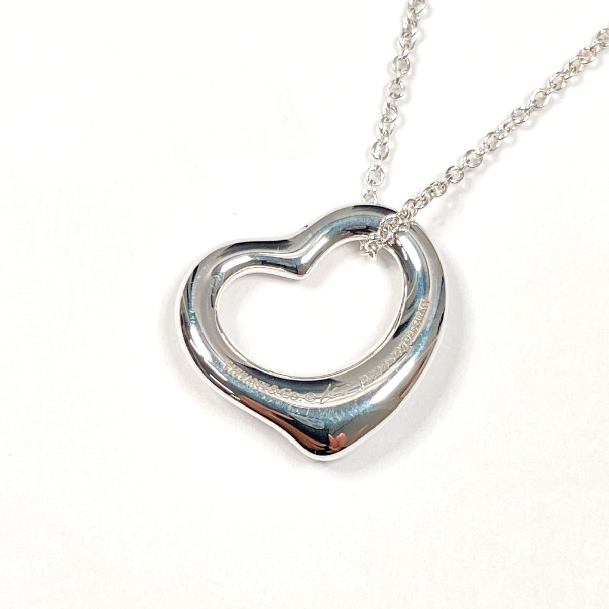 Tiffany & Co Open Heart Elsa Peretti Necklace Silver 925