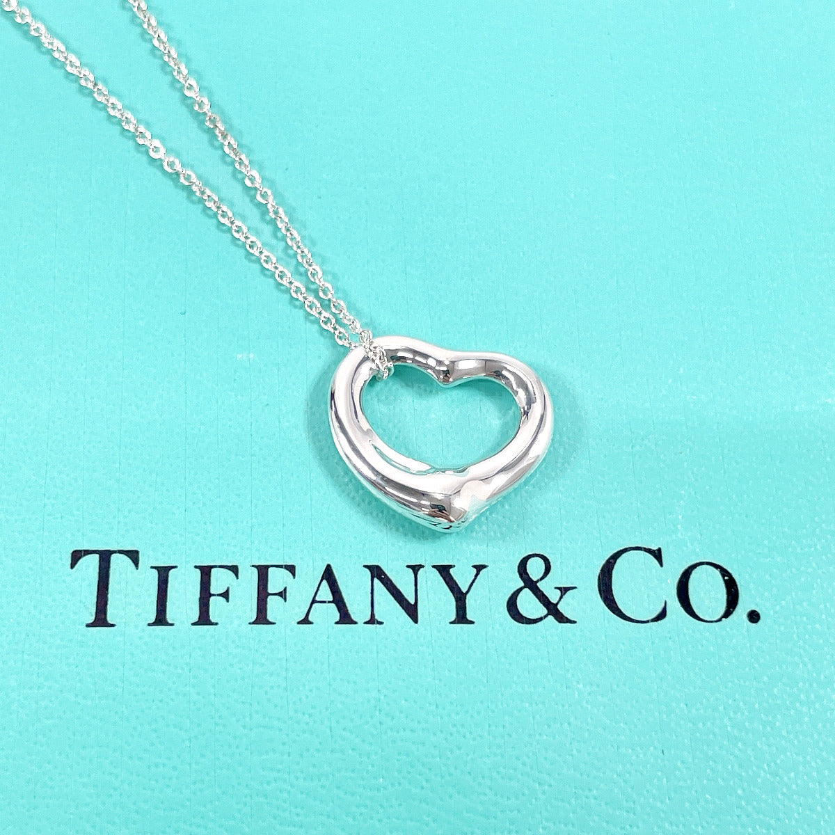 Tiffany & Co Open Heart Elsa Peretti Necklace Silver 925