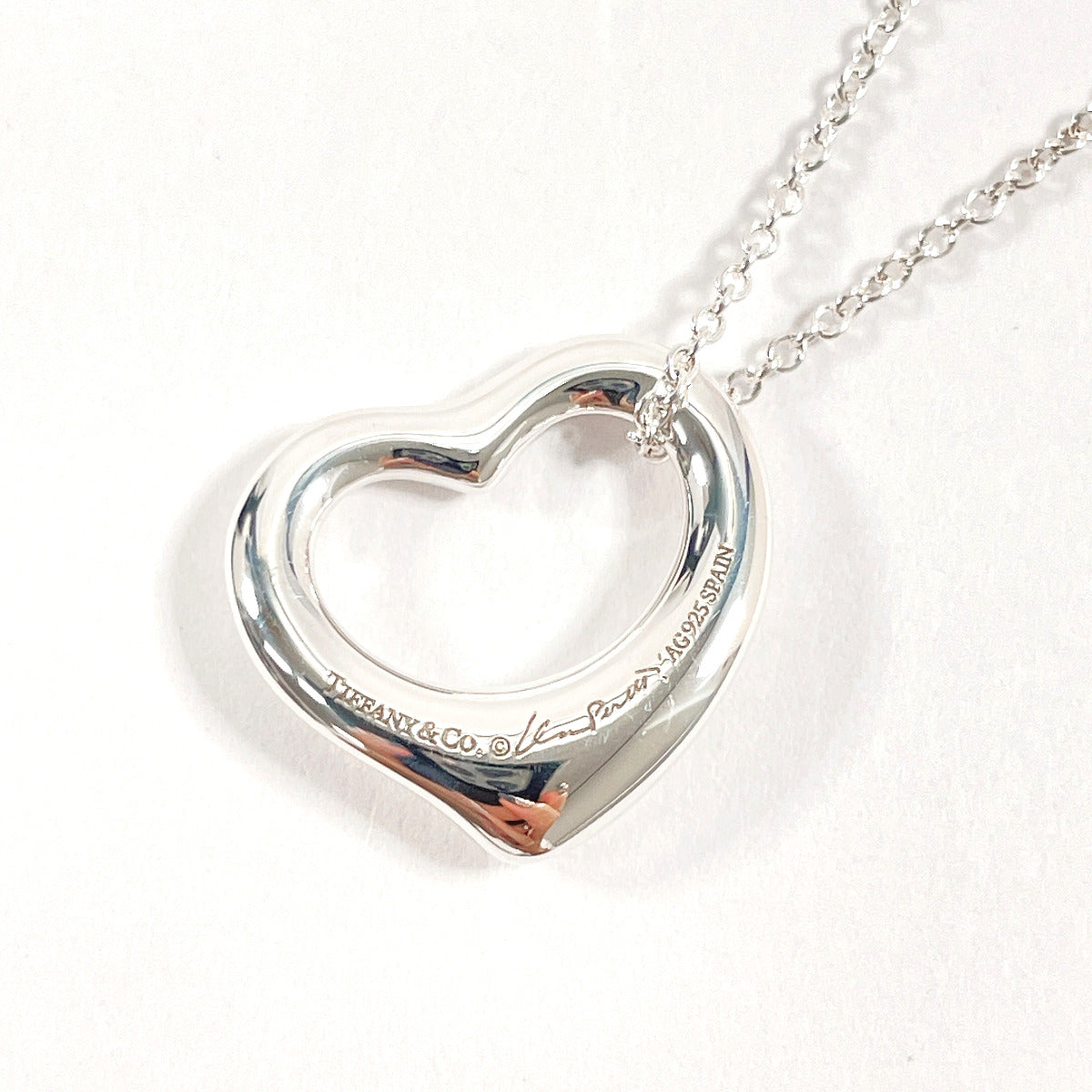 Tiffany & Co Open Heart Elsa Peretti Necklace Silver 925