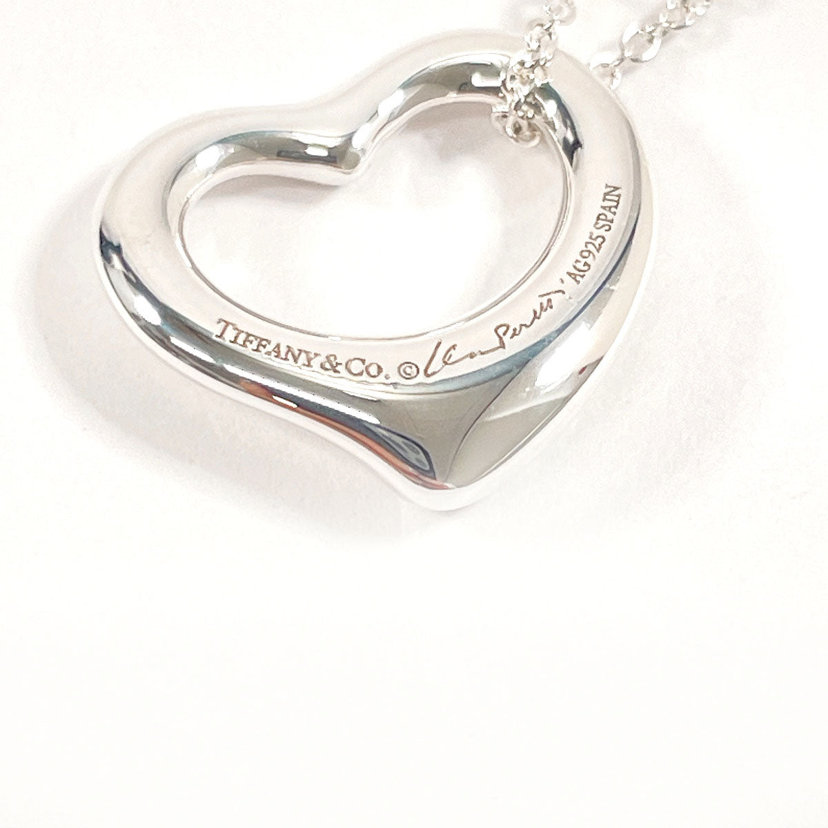 Tiffany & Co Open Heart Elsa Peretti Necklace Silver 925